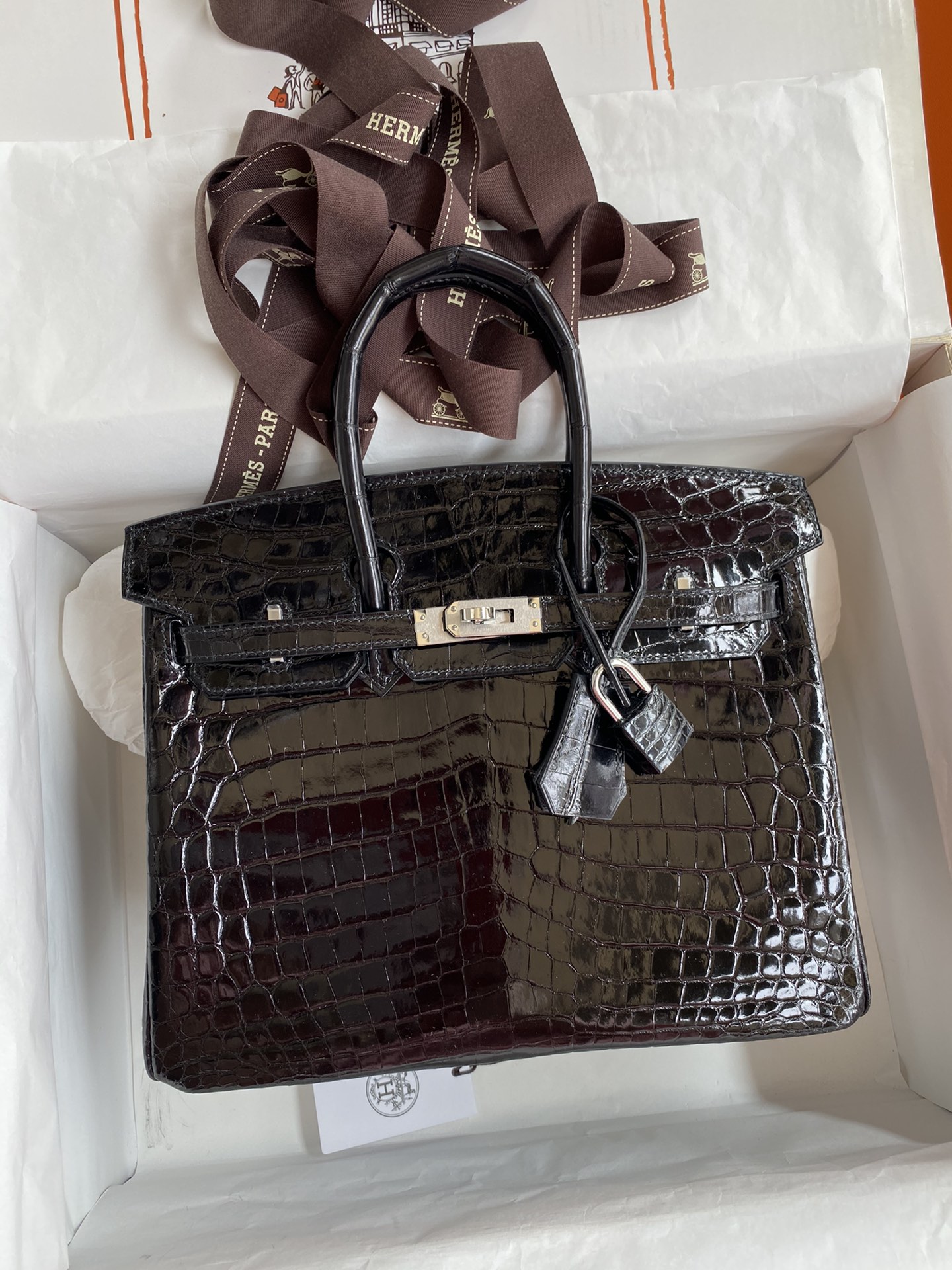 Hermes Birkin 30CM Handmade Bag In Black Crocodile Niloticus Shiny Skin